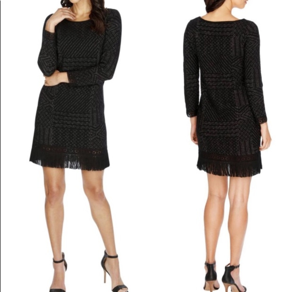 Lucky Brand- jacquard fringe dress NWT